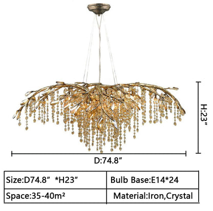 New Luxury Branch Crystal Pendant Chandelier Designer Creative Art Dining Room/Living Room Light Fixture - Richardrider