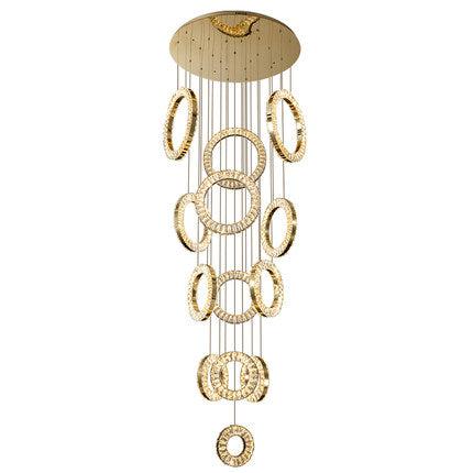 Modern Multi Gold Donuts Shape Crystal Chandelier Ring Round Light Fixture for Foyer Staircase/ Living Room/ Bar/ Hotel Lobby/ Entryway/ LOFT - Richardrider