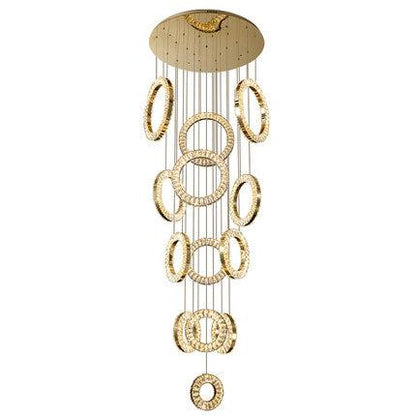 Modern Multi Gold Donuts Shape Crystal Chandelier Ring Round Light Fixture for Foyer Staircase/ Living Room/ Bar/ Hotel Lobby/ Entryway/ LOFT - Richardrider