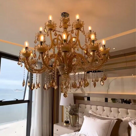 European Luxury Living Room Crystal Chandelier Vintage Candle Chandelier Dining Room Decorative Light Fixture