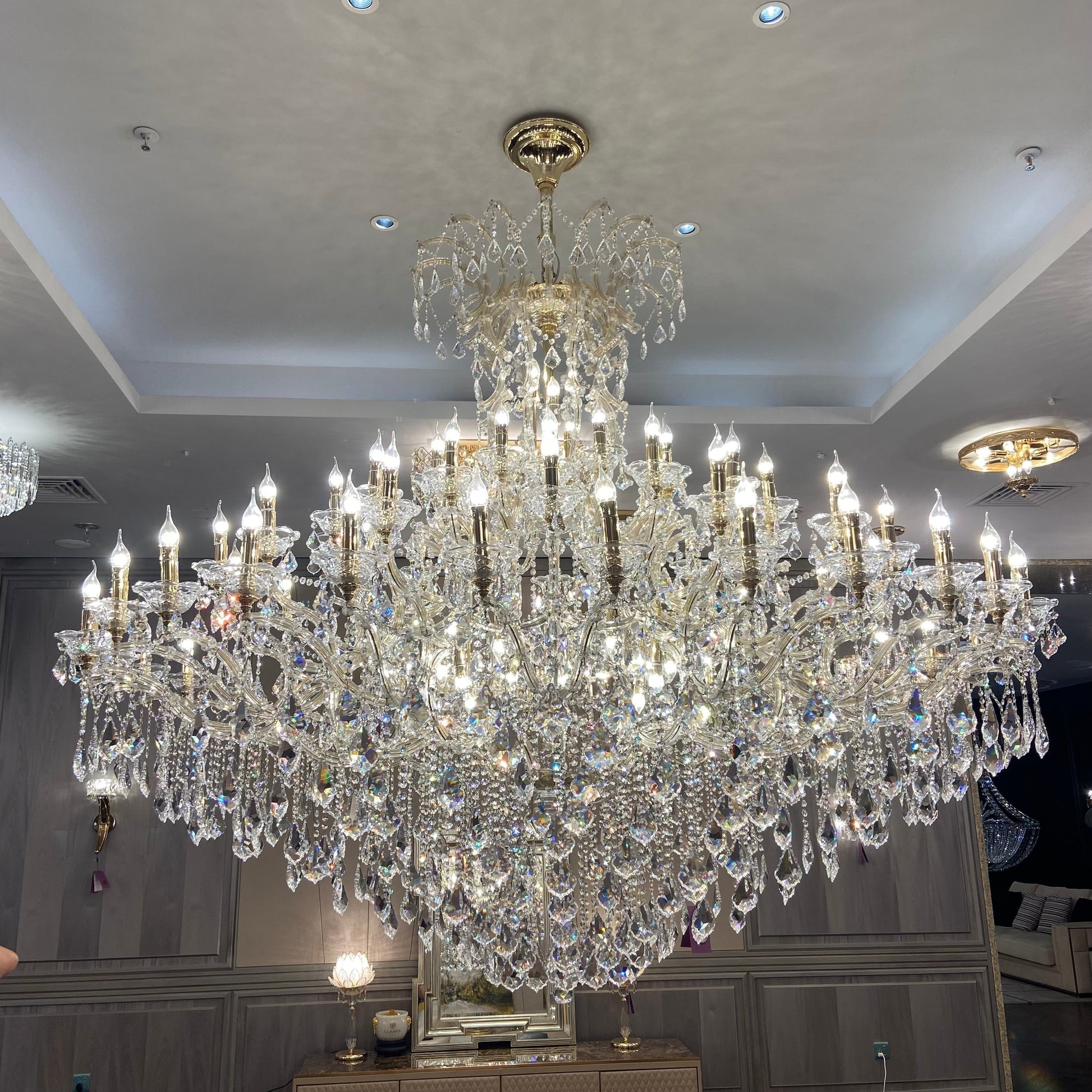 Extra Large Elegant Crystal Chandelier in Branch Style with Candle Layers for Stairs Living Room and Foyer - Richardrider