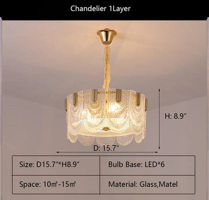 Nordic Light Luxury Patterned Glass Pendant Chandelier Suit for Living/Dining Room/Bedroom