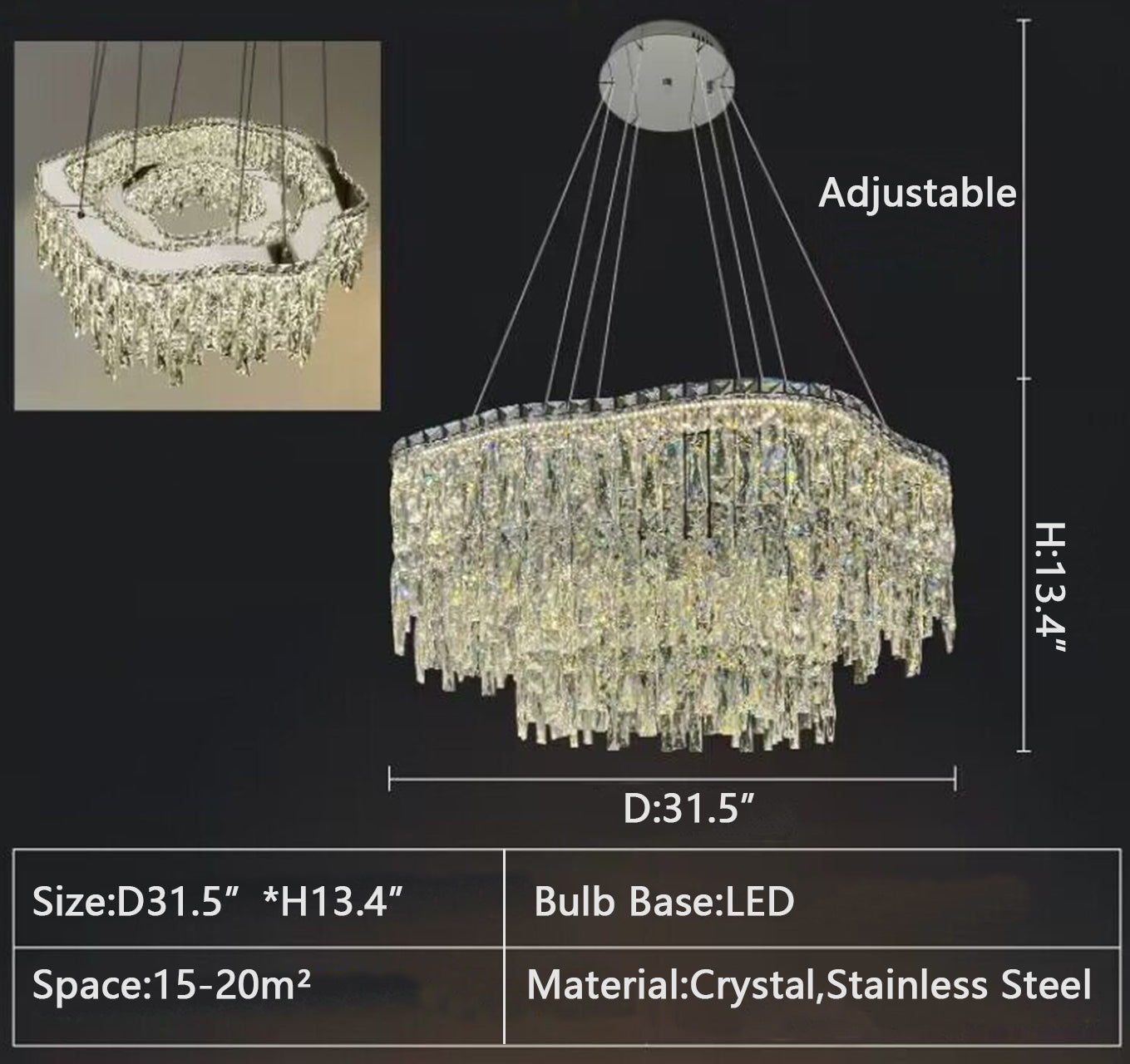Modern Luxury Irregular Round/Oval Crystal Chandelier Set For Bedroom/Living Room/Dining Room