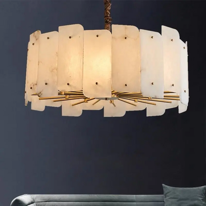 Alabaster Brass Dining Room Round Chandelier - Richardrider