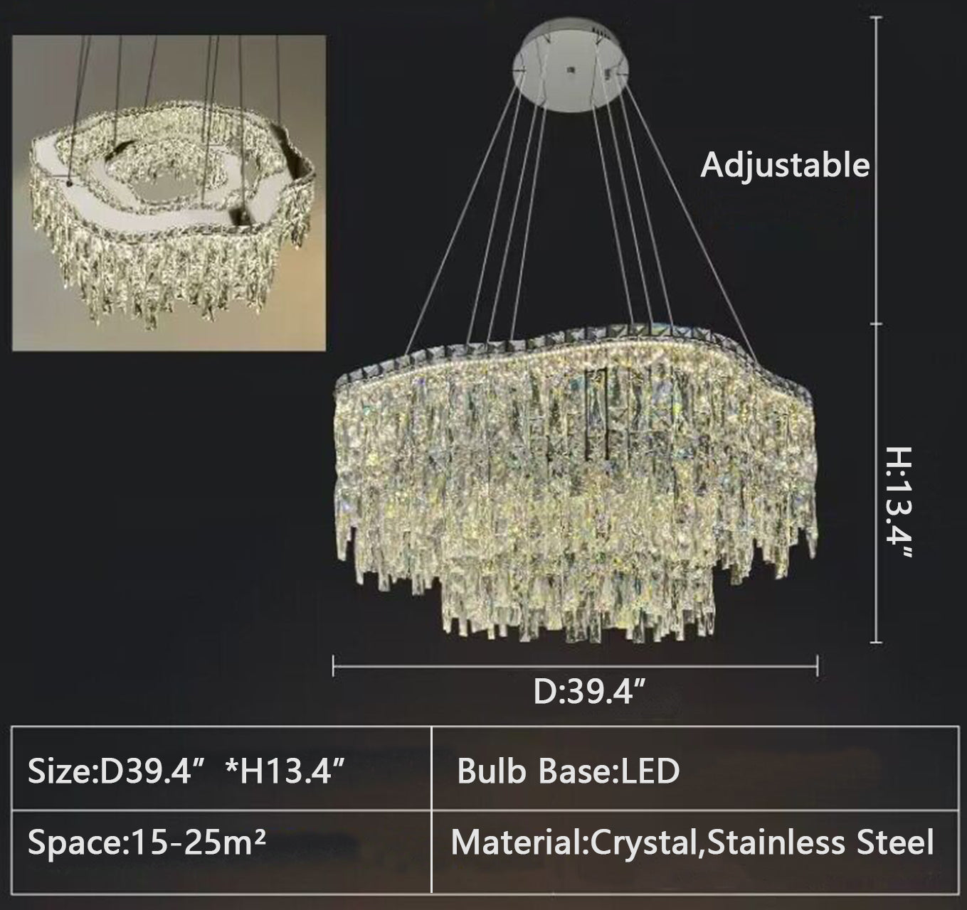 Modern Luxury Irregular Round/Oval Crystal Chandelier Set For Bedroom/Living Room/Dining Room