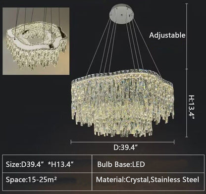 Modern Luxury Irregular Round/Oval Crystal Chandelier Set For Bedroom/Living Room/Dining Room