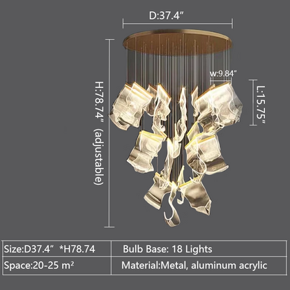 Extra Large Modern Paper Chandelier For Staircase / Foyer Villa Hall Ceiling - Richardrider