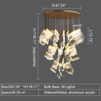 Extra Large Modern Paper Chandelier For Staircase / Foyer Villa Hall Ceiling - Richardrider