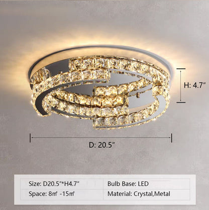 Modern Luxury Crystal Pendant Irregular Rings Chandelier Suit for Living/Dining Room/Bedroom