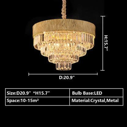 New Modern Gold Round/Oval Light Luxury Ceiling Crystal Chandelier Set for Living Room/Dining Room