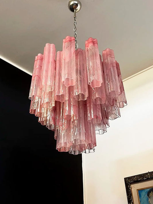 Murano Glass Chandelier – 36 tubes – Alabaster Pink
