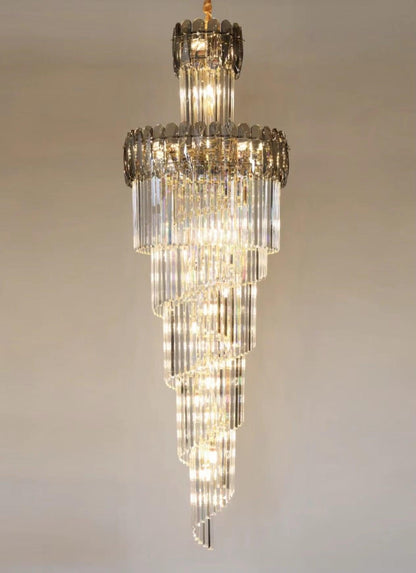 Luxury Extra Large Foyer Spiral Staircase Chandelier Long Crystal Ceiling Light Fixture For Living Room Hall Entrance - Richardrider