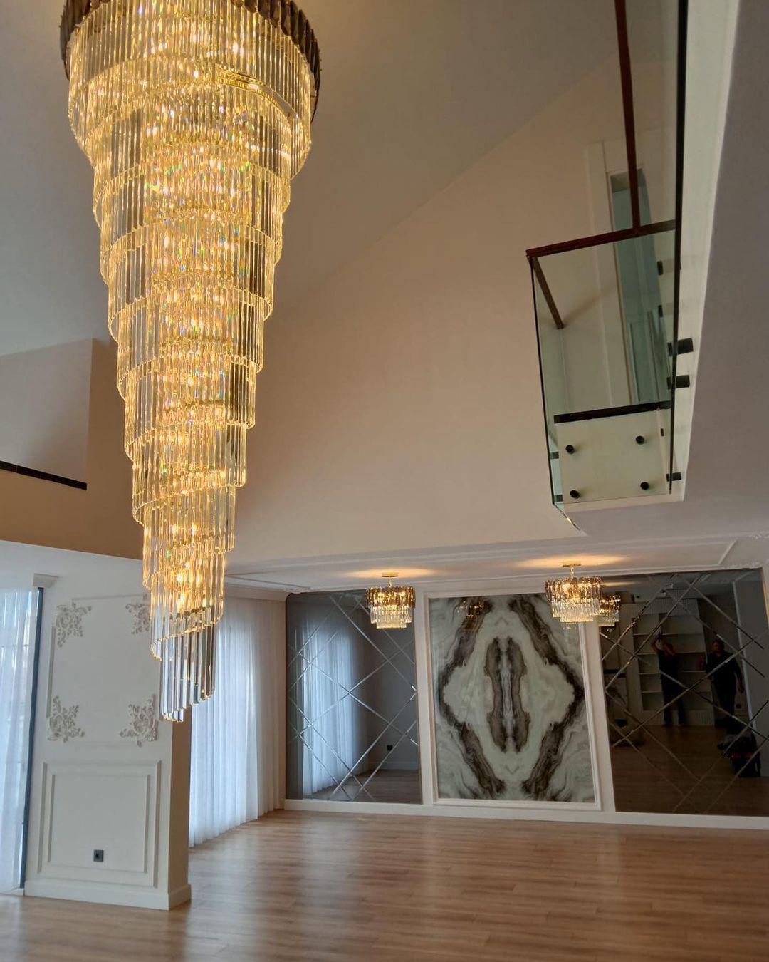 Luxury Extra Large Foyer Spiral Staircase Chandelier Long Crystal Ceiling Light Fixture For Living Room Hall Entrance - Richardrider