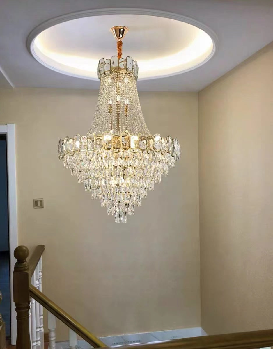 Foyer Staircase Chandelier Luxury K9 Crystal Ceiling Light For Living Room / Hallway - Richardrider