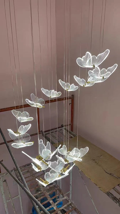 Nordic Butterfly Chandelier Luxury Foyer Staircase Ceiling Light For Living / Dining Room
