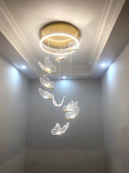 Nordic Butterfly Chandelier Luxury Foyer Staircase Ceiling Light For Living / Dining Room