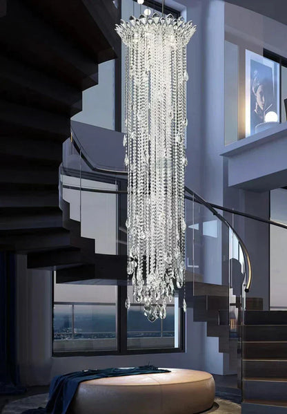 Extra Large Light Luxury Stairwell Crystal Tassel Chandelier for Staircase/High Floor Hall/Loft - Richardrider