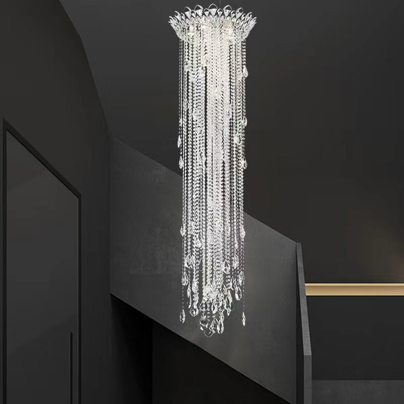 Extra Large Light Luxury Stairwell Crystal Tassel Chandelier for Staircase/High Floor Hall/Loft - Richardrider