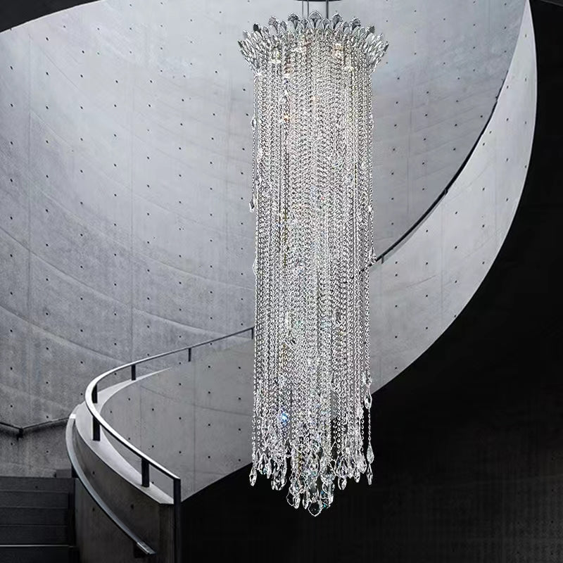 Extra Large Light Luxury Stairwell Crystal Tassel Chandelier for Staircase/High Floor Hall/Loft - Richardrider