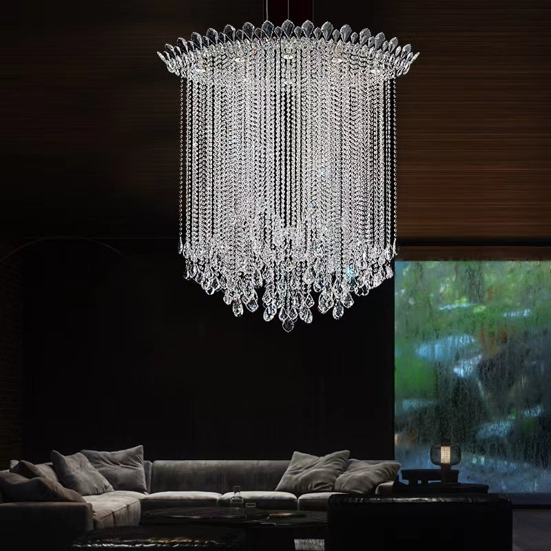 Extra Large Light Luxury Stairwell Crystal Tassel Chandelier for Staircase/High Floor Hall/Loft - Richardrider