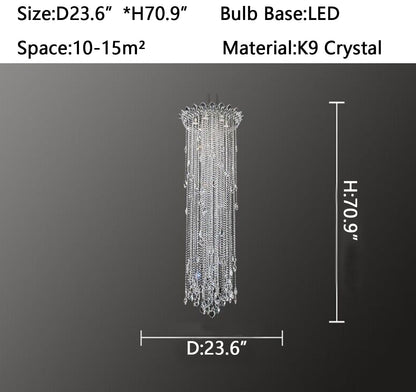 Extra Large Light Luxury Stairwell Crystal Tassel Chandelier for Staircase/High Floor Hall/Loft - Richardrider