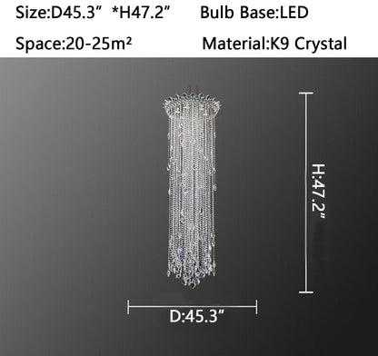 Extra Large Light Luxury Stairwell Crystal Tassel Chandelier for Staircase/High Floor Hall/Loft - Richardrider