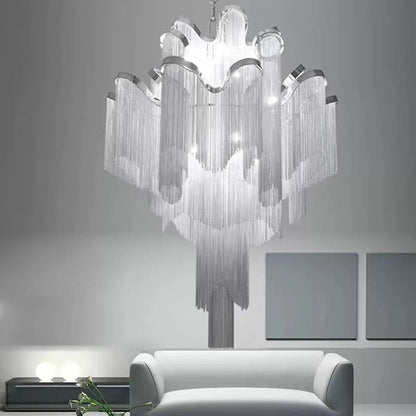 Post-Modern Extra Large Stainless Steel Long Tassel Chandelier for Large Living Room / Staircase / Villa / Duplexes - Richardrider
