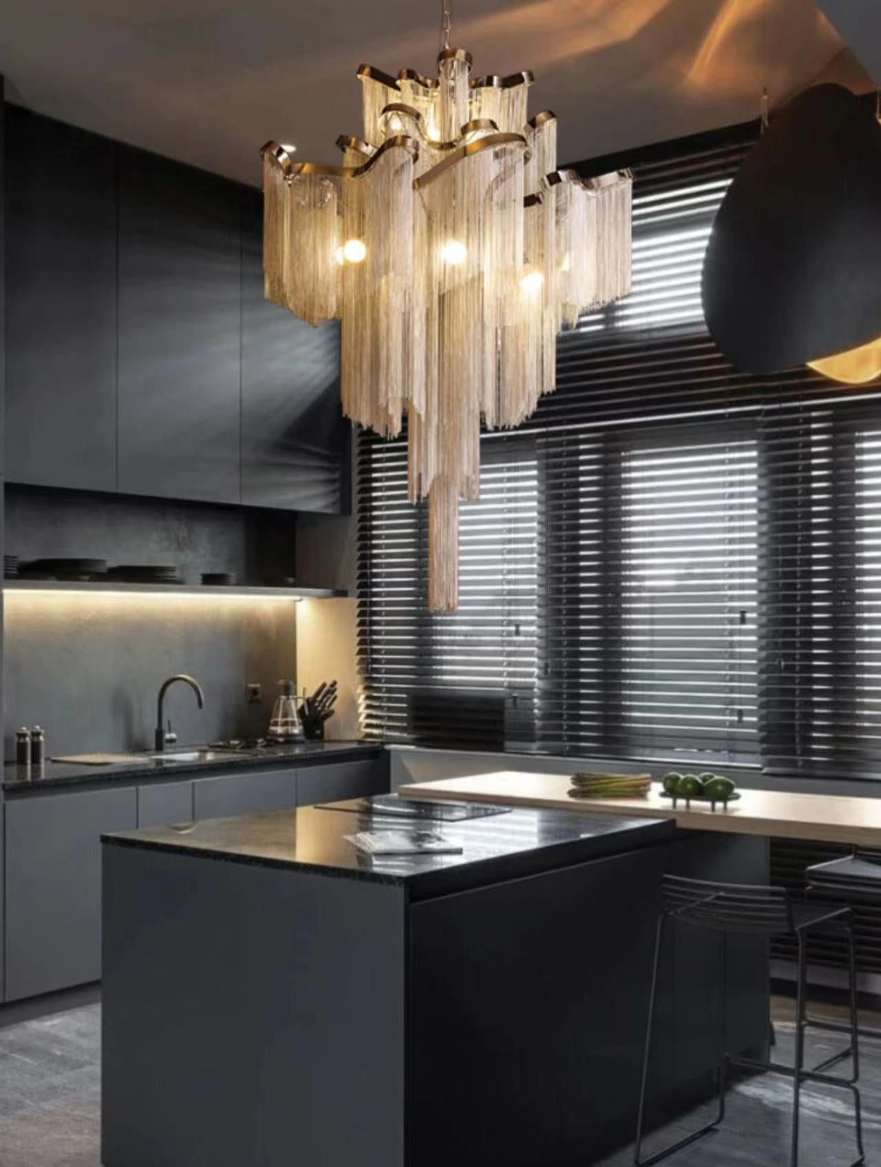 Post-Modern Extra Large Stainless Steel Long Tassel Chandelier for Large Living Room / Staircase / Villa / Duplexes - Richardrider