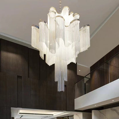 Post-Modern Extra Large Stainless Steel Long Tassel Chandelier for Large Living Room / Staircase / Villa / Duplexes - Richardrider