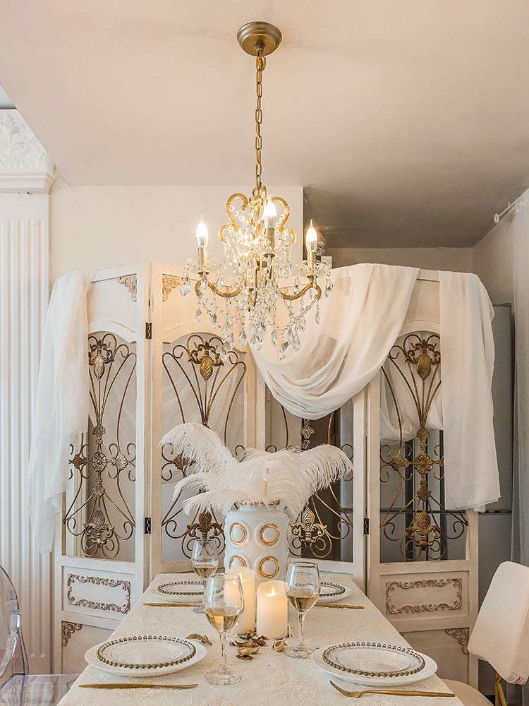 Nordic Vintage Candle Pendant Romantic Crystal Chandelier for Bedroom / Dining Room / Living Room