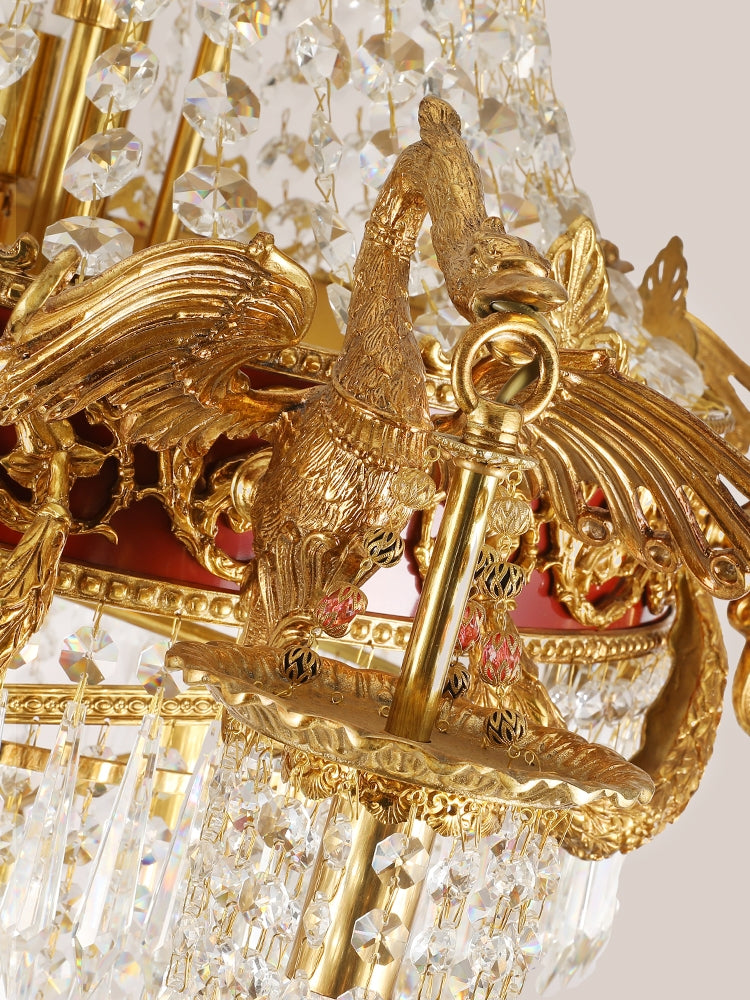 Extra Large Retro Luxury Full Copper Crystal Chandelier for Staircase/ Duplexes/ Villas - Richardrider