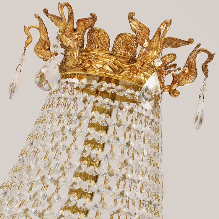 Extra Large Retro Luxury Full Copper Crystal Chandelier for Staircase/ Duplexes/ Villas - Richardrider
