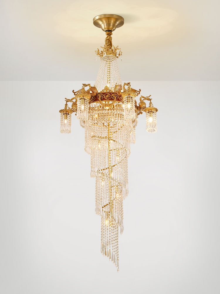 Extra Large Retro Luxury Full Copper Crystal Chandelier for Staircase/ Duplexes/ Villas - Richardrider