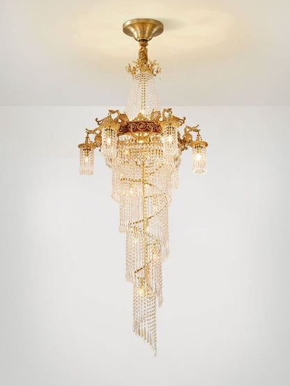 Extra Large Retro Luxury Full Copper Crystal Chandelier for Staircase/ Duplexes/ Villas - Richardrider