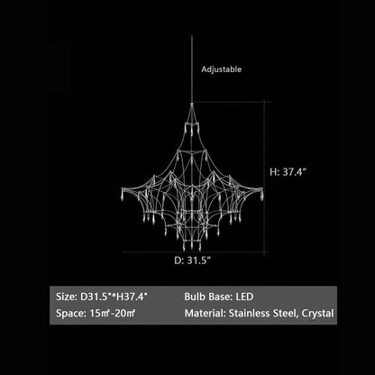Romantic Event Art Decor K9 Crystal Pendant Light Living/ Dining Room Stainless Steel Chandelier In Chrome Finish