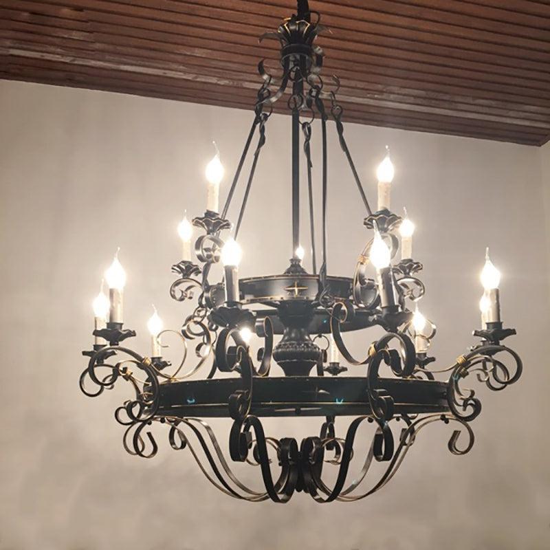 Vintage Iron Simple Candle Art Chandelier for Living Room / Villa / Stairs - Richardrider