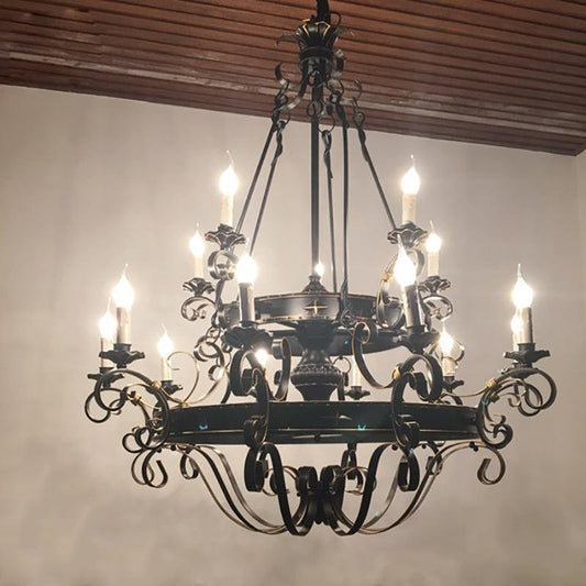 Vintage Iron Simple Candle Art Chandelier for Living Room / Villa / Stairs - Richardrider
