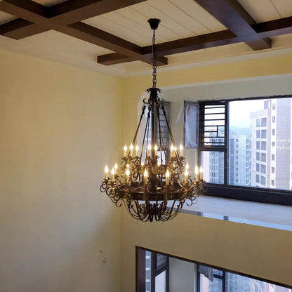 Vintage Iron Simple Candle Art Chandelier for Living Room / Villa / Stairs - Richardrider