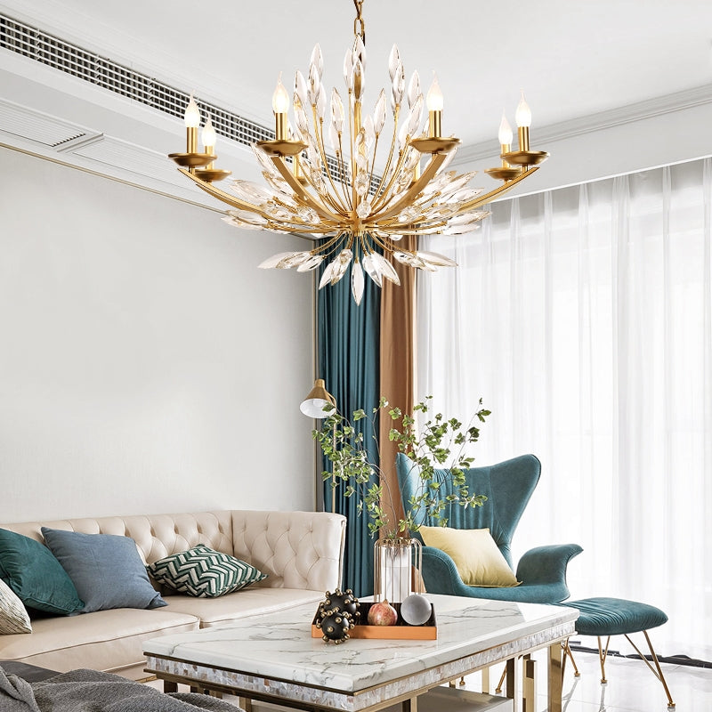 New Romantic Art Lily-Shaped Crystal Chandelier for Living Room/Dining Room