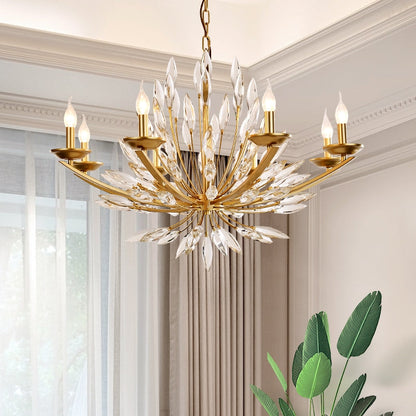 New Romantic Art Lily-Shaped Crystal Chandelier for Living Room/Dining Room