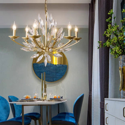 New Romantic Art Lily-Shaped Crystal Chandelier for Living Room/Dining Room