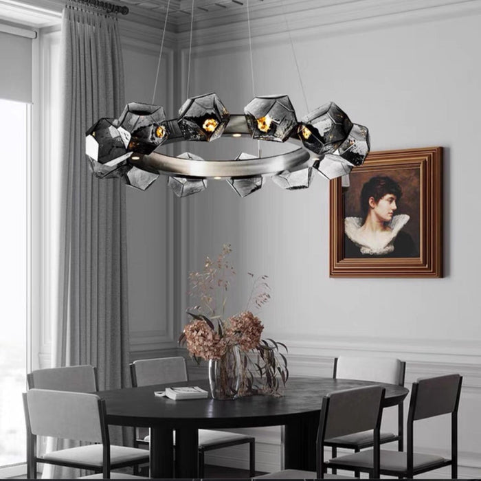 Nordic Minimalist Glass Circle Art Chandelier for Living/Dining Room/Bedroom - Richardrider