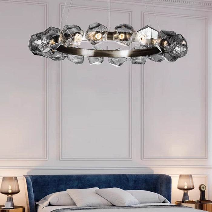 Nordic Minimalist Glass Circle Art Chandelier for Living/Dining Room/Bedroom - Richardrider