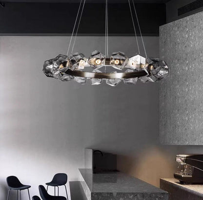 Nordic Minimalist Glass Circle Art Chandelier for Living/Dining Room/Bedroom - Richardrider