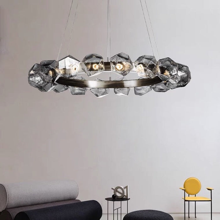 Nordic Minimalist Glass Circle Art Chandelier for Living/Dining Room/Bedroom - Richardrider