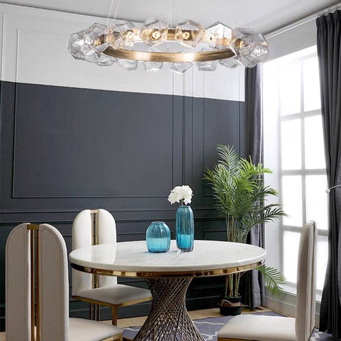 Nordic Minimalist Glass Circle Art Chandelier for Living/Dining Room/Bedroom - Richardrider