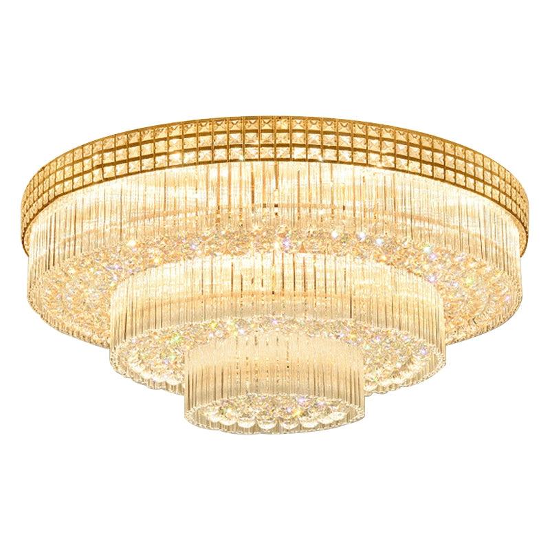 Extra Large Three Layers Round Luxury Flush Mounted Crystal Chandelier for Living Room - Richardrider