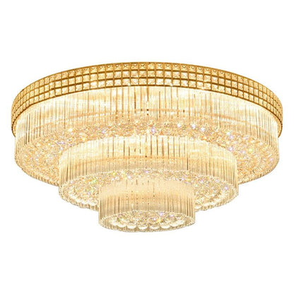 Extra Large Three Layers Round Luxury Flush Mounted Crystal Chandelier for Living Room - Richardrider
