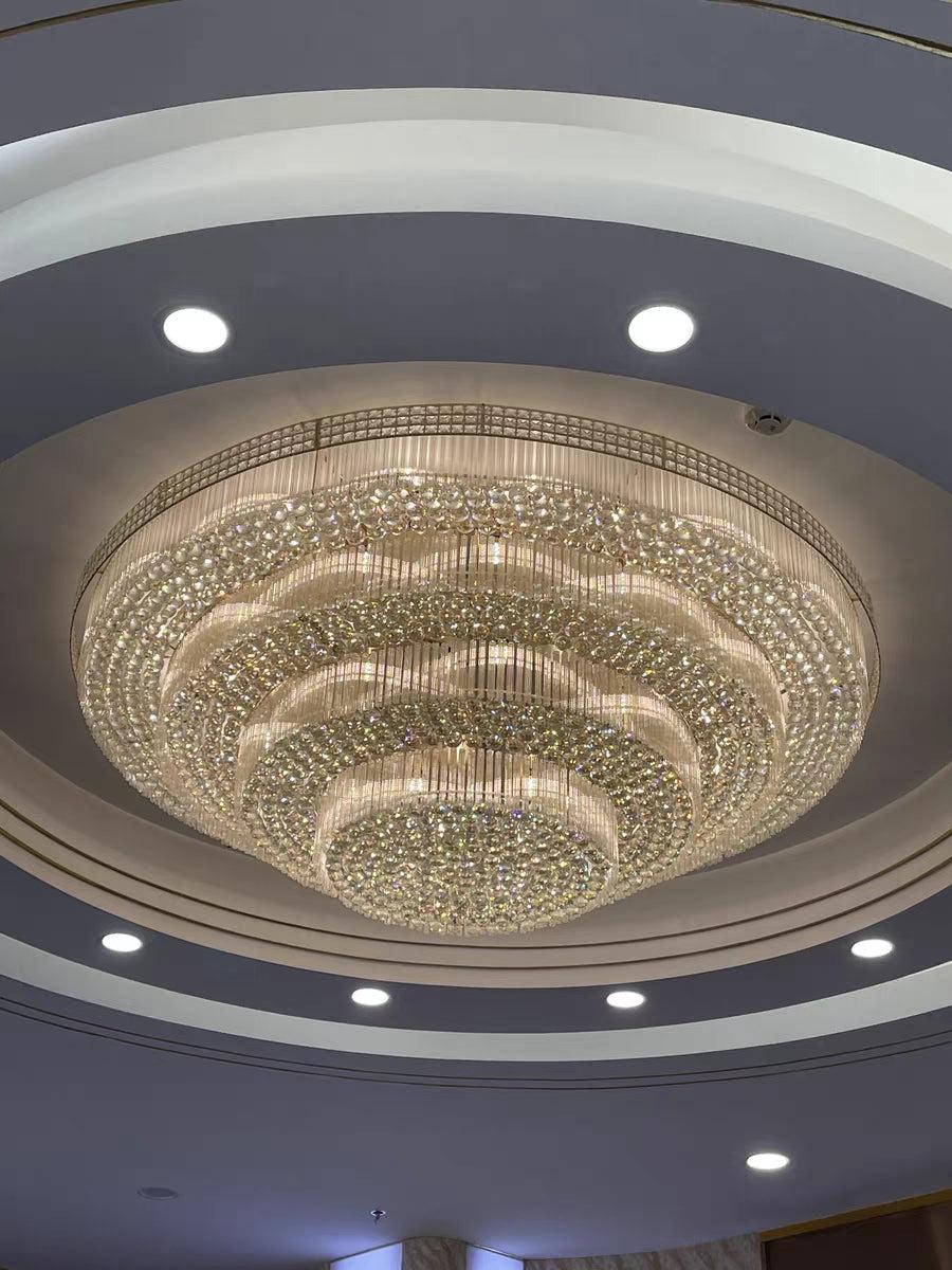 Extra Large Three Layers Round Luxury Flush Mounted Crystal Chandelier for Living Room - Richardrider