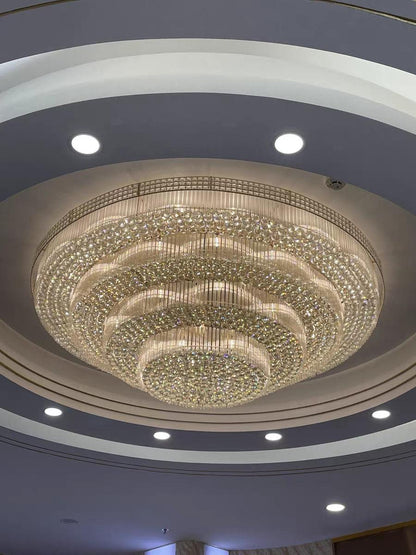 Extra Large Three Layers Round Luxury Flush Mounted Crystal Chandelier for Living Room - Richardrider